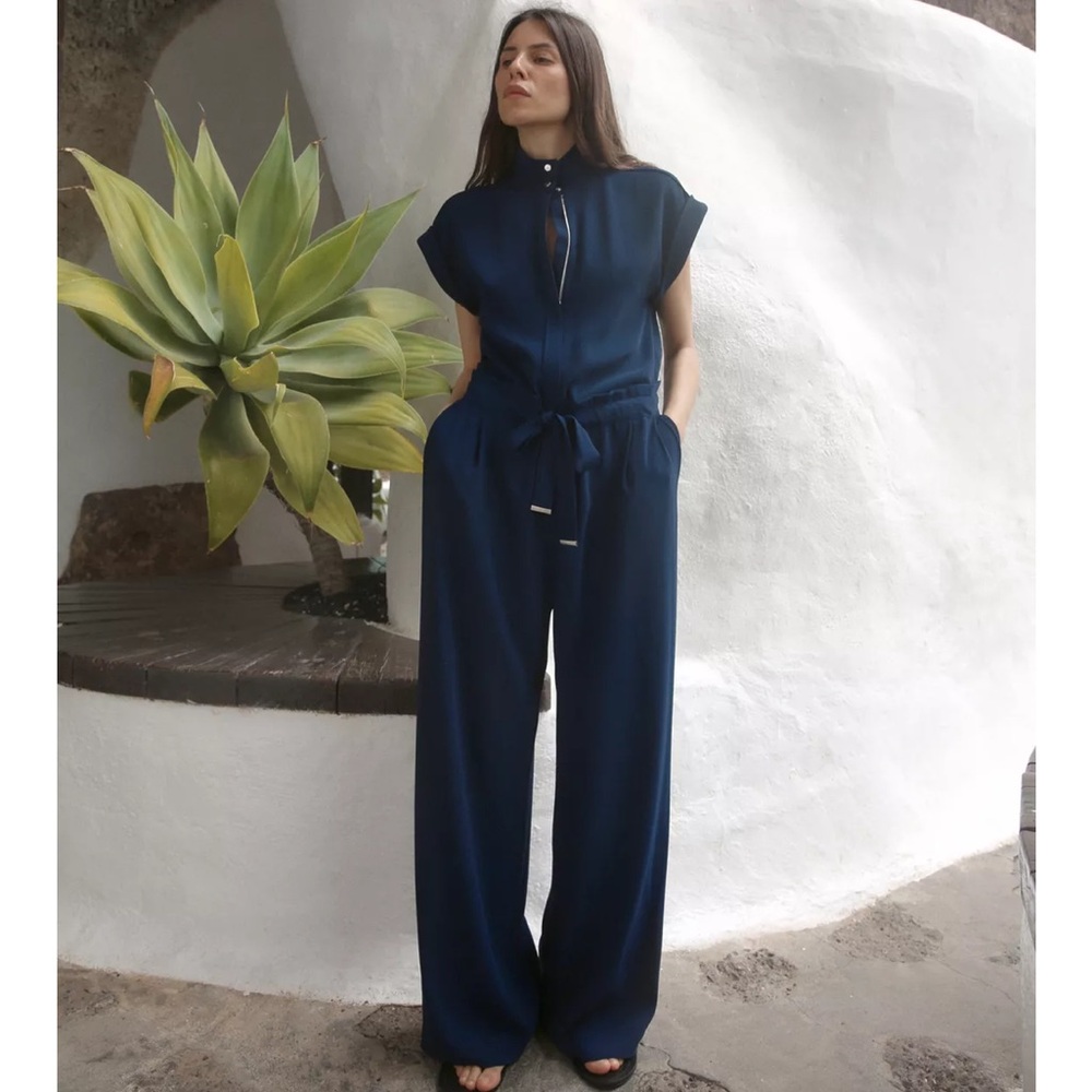 Zara NWT belted crepe jumpsuit 2672/572